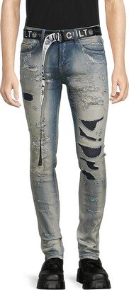 Belted Ripped Super Skinny Jeans