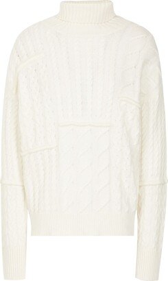 Cable Knit Roll-neck Turtleneck Ivory