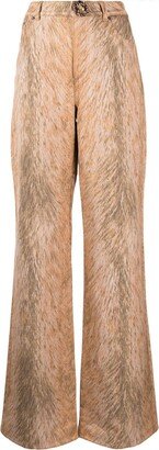 Fur-Print Wide-Leg Jeans-AA