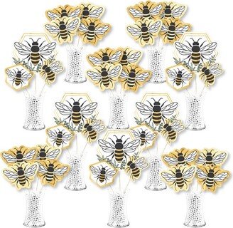 Big Dot of Happiness Little Bumblebee - Bee Baby Shower or Birthday Party Centerpiece Sticks - Showstopper Table Toppers - 35 Pieces