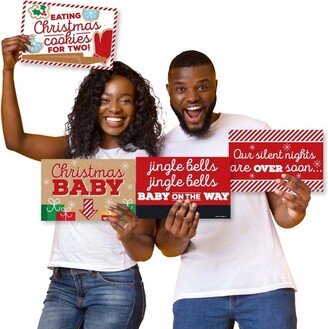 Big Dot of Happiness Jolly Santa Claus - Photo Prop Signs - Christmas Pregnancy Party Announcements - 10 Pieces