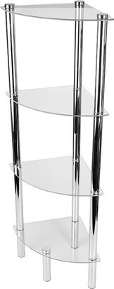 Clear 4-Tier Multi Use Arc Glass Corner Shelf - 42.25 x 11.75 x 16.50