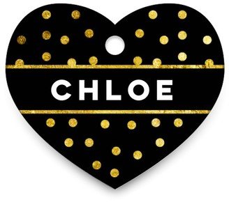 Pet Tags: Simply Chic Faux Foil Dot Heart Pet Tag, Black