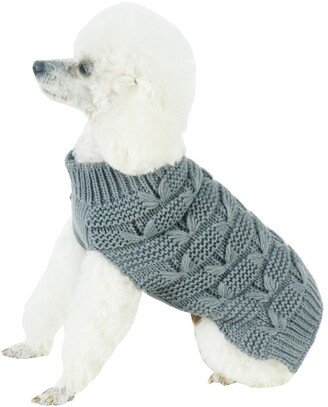 Butterfly Stitched Heavy Cable Knitted Fashion Turtle Neck Dog Sweater