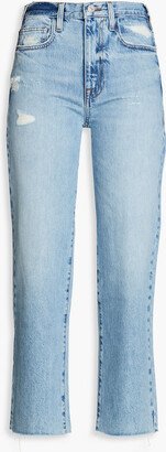 Cropped distressed high-rise straight-leg jeans-AA