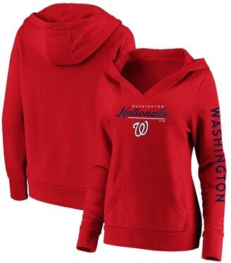 Women's Branded Red Washington Nationals Core High Class Crossover Pullover Hoodie