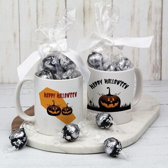 Just Candy Halloween Candy Gift 11oz Coffee Mug with Dark Chocolate Truffles - Pumpkins