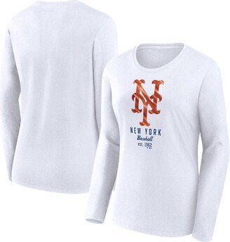 Women's Branded White New York Mets Long Sleeve T-shirt