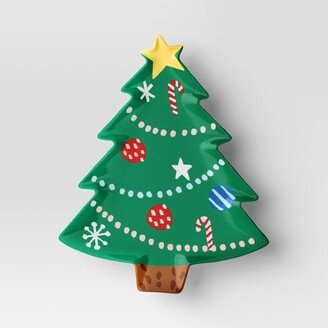9.38 Christmas Melamine Tree Appetizer Plate Green - Wondershop™