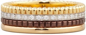 Classic Quatre 18k Four-Color Gold Small Diamond Band Ring, EU 60 / US 9