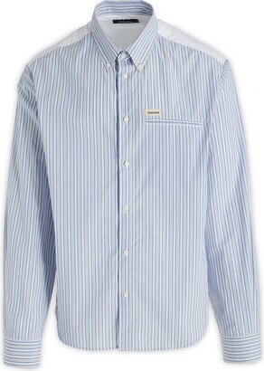 Logo Patch Stripe Detailed Shirt