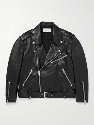 Textured-Leather Biker Jacket-AA