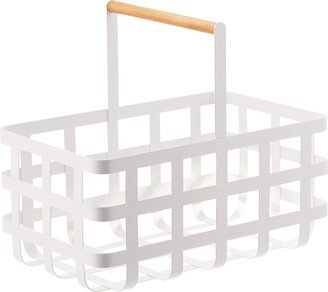 Yamazaki Tosca Storage Basket w/ Handle White/Natural