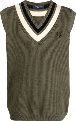 Logo-Embroidered Striped Vest