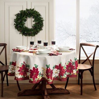 Poinsettia Garlands Engineered Tablecloth - Multicolor - 60x84 Oval