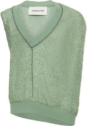 V-neck knit mesh vest