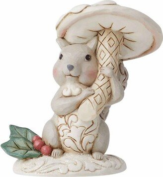 Jim Shore Woodland Squirrel With Mushroom - One Figurine 4 Inches - Winter Christmas Holly - 6012686 - Resin - Multicolored