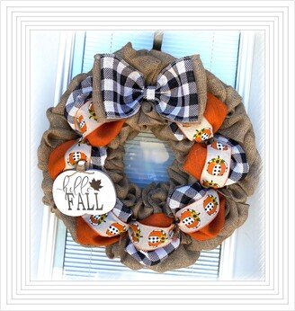 Happy Fall Wreath, Fall Wreaths, Autumn Wreath, Autumn Wreaths, Buffalo Plaid Burlap Decor, Fall