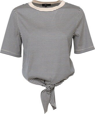 Front-Tied Striped Crewneck T-Shirt