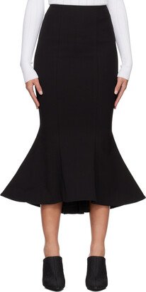 Black Flared Midi Skirt