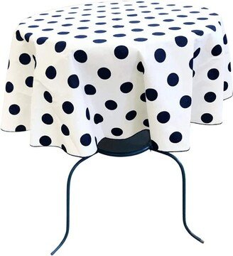 Round Poly Cotton Print Tablecloth | Polka Dot Navy On White. Choose