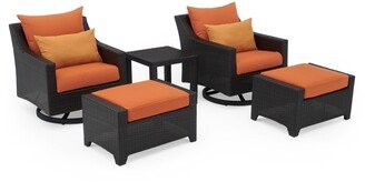 Deco 5 Piece Sunbrella Outdoor Patio Motion Club And Ottoman Set - Tikka Orange