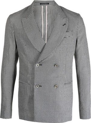 Houndstooth Double-Breasted Blazer-AA