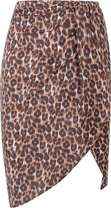 Amanda Leopard Printed Asymmetric Midi Skirt