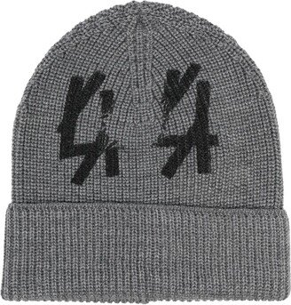 44 LABEL GROUP Logo-Print Ribbed-Knit Beanie