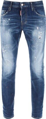 medium red spots wash skater jeans-AA