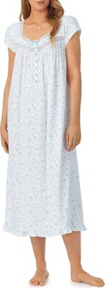 Floral Cap Sleeve Cotton Jersey Nightgown