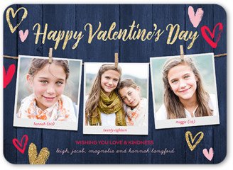 Valentine's Day Cards: Rustic Wishes Valentine's Card, Blue, Matte, Signature Smooth Cardstock, Rounded