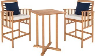 Pate 3pc Bar Table Bistro Set - Teak/white