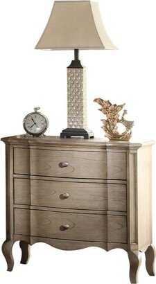 Antique Taupe Nightstand with 3 Drawers