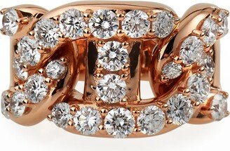 Leo Pizzo 18k Rose Gold Diamond Chain-Link Ring, Size 6.5