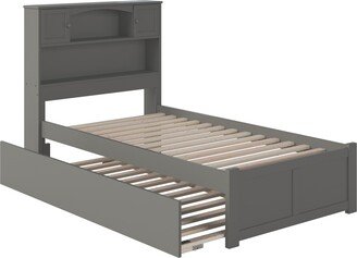 AFI Newport Twin Platform Bed with Footboard and Twin Trundle in Grey