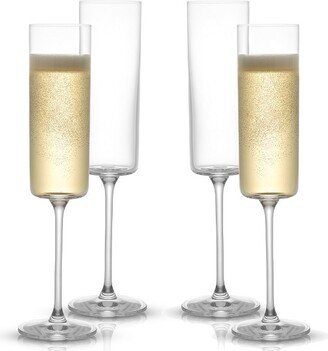 Claire Cyrstal Cylinder Champagne Glasses - Set of 4 Champagne Flutes - 5.7 oz