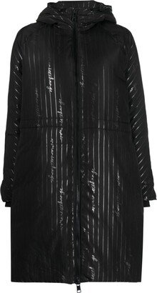 Logo-Print Hooded Coat-AA