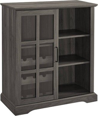 Tavern Modern Farmhouse Sliding Window Pane Door Bar Cabinet - Saracina Home