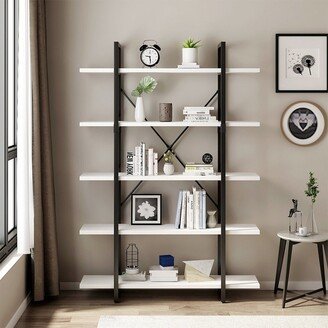 Snake River Décor 5 Tiers Ladder Bookcase Organizer Stand Metal White - 52 x 63