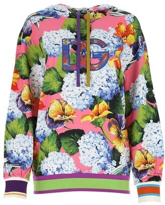 Floral Printed Drawstring Hoodie