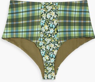 Chesapeake printed textured stretch-crepe high-rise bikini briefs