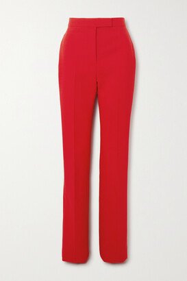 Wool Straight-leg Pants - Red