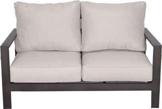 Teva Patio Furniture Atlantis Brown Aluminum Loveseat with Beige Olefin Cushion