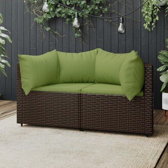 Patio Lounge Set with Cushions Gray/Brown/Black Poly Rattan