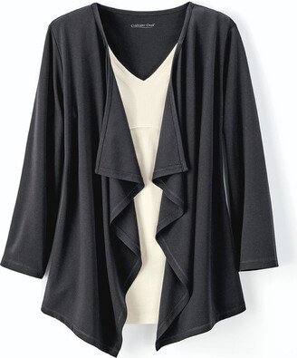 Women's Destinations Open Front Duster Cardigan - Black - PS - Petite Size