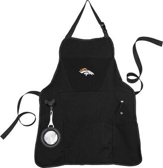 Denver Broncos Black Grill Apron- 26 x 30 Inches Durable Cotton with Tool Pockets and Beverage Holder