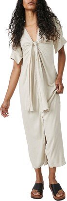 free-est Summer Tie Front Maxi Shirtdress