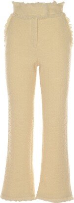 Fringe Trimmed High-waist Trousers