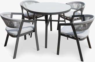 Menos by Cassis 4-Seater Round Garden Dining Table & Chairs Set